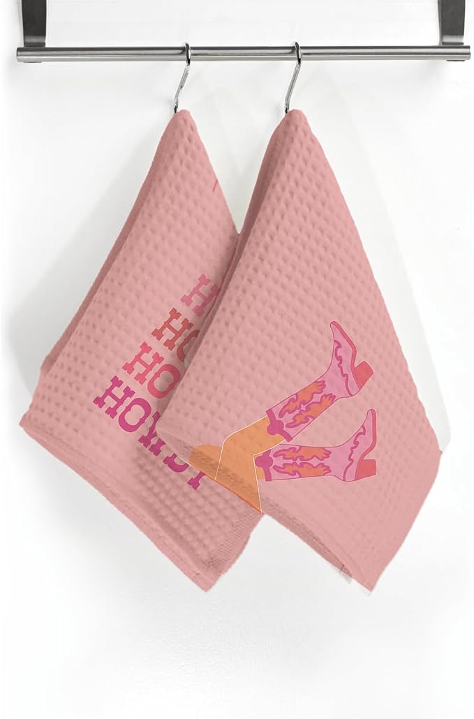 Pink Preppy Kitchen Towels Dish-Cloths Set of 4, Howdy Barthroom Dorm Towels, Teen Girl Bathroom Decor, Preppy Howdy Disco Ball Hand Towels, Women Teen Girls Gifts,16 x 24 inches