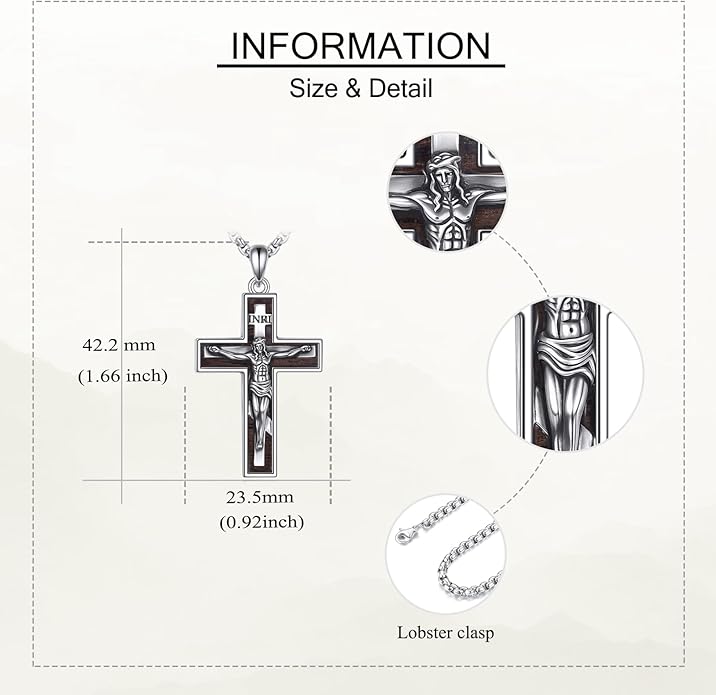 ONEFINITY Religious Cross Pendant Necklace Sterling Silver Origami Cross Pendant Gifts for Women Men Jewelry