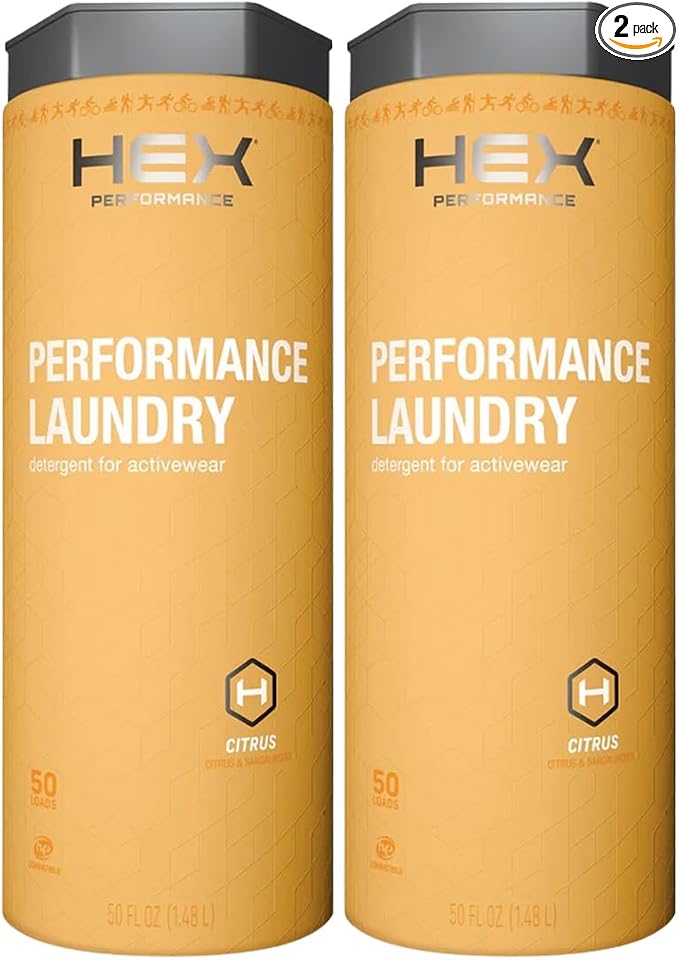 HEX Performance Laundry Detergent, Citrus Scent, 100 Loads (50ld Pack of 2) – Concentrated Activewear Detergent for Odor Removal, Sweat & Residue, HE Compatible, Eco-Friendly, Biodegradable Formula