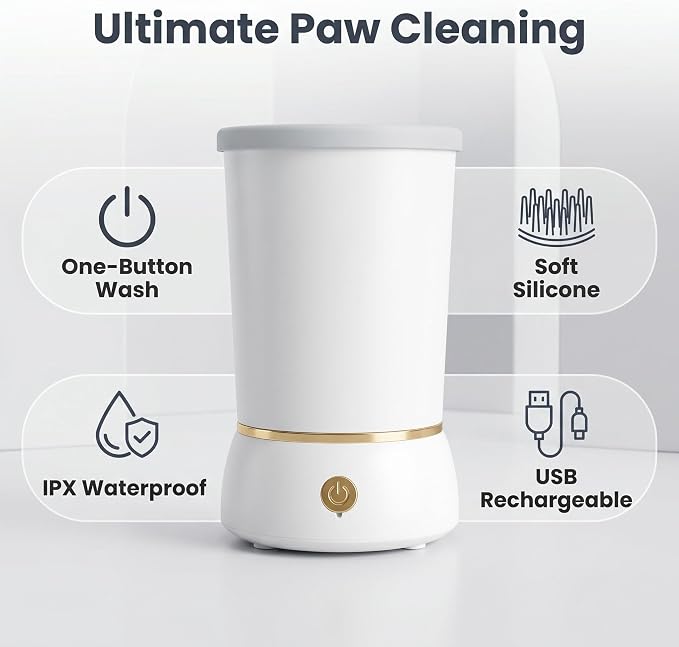 Winb Electric Dog Paw Cleaner and Massager, Portable USB Rechargeable Paw Washing Cup, Automatic Foot Cleaning Machine for Small Dogs