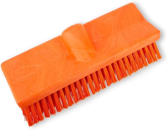 SPARTA 40423EC24 Plastic Floor Scrub Brush, Wall Brush, Equipment Brush With Nonabsorbent Bristles For Industrial Kitchens, Hospitals, Commercial Cleaning, 10 Inches, Orange, (Pack of 2)