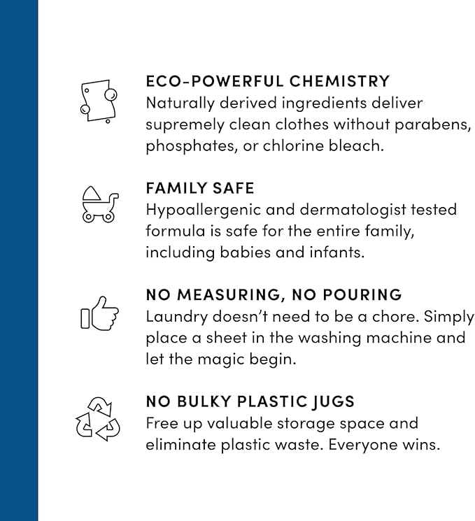 Clean Revolution Laundry Detergent Sheets, 200 Sheets, 400 Loads of Laundry, Fragrance Free, Septic Safe, Dissolves Completely