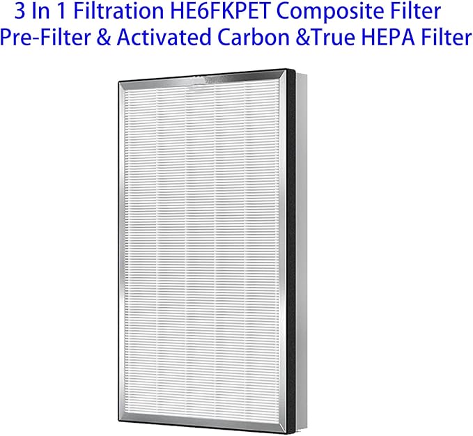HE6FKPET True HEPA Replacement Filter Fit for Shark HE600 HE601 HE602 6 Fan Air Purifier Compare Part HE6FKPET HE6FKBAS HE6FKPRO