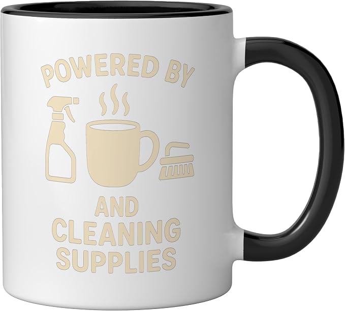 Coffee & Cleaning Supplies Daily Fuel Ceramic Mug, Black/White