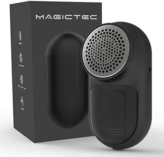 Rechargeable Fabric Shaver, Magictec Lint Remover Sweater Defuzzer Lints Fuzzs Pills Pilling Trimmer for Clothes and Furniture -Battery Operated (Black)