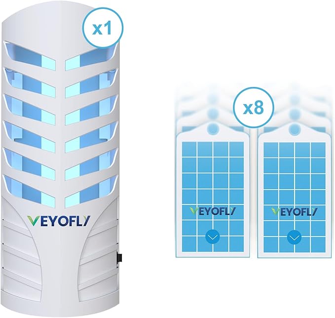 VEYOFLY Fly Trap (1 Device + 3 Glue Boards) + 5 Refills Pack Bundle - Plug in Flying Insect Trap, Fruit Fly Traps for Indoors-Mosquito,Fruit Fly, Gnat Trap, Bugs- No Odor
