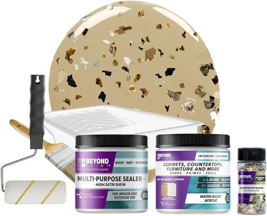Beyond Paint Oxford Bronze Flecks Countertop Makeover Kit with Paint, Sealer, Flecks, and Tools for Countertops, Linen