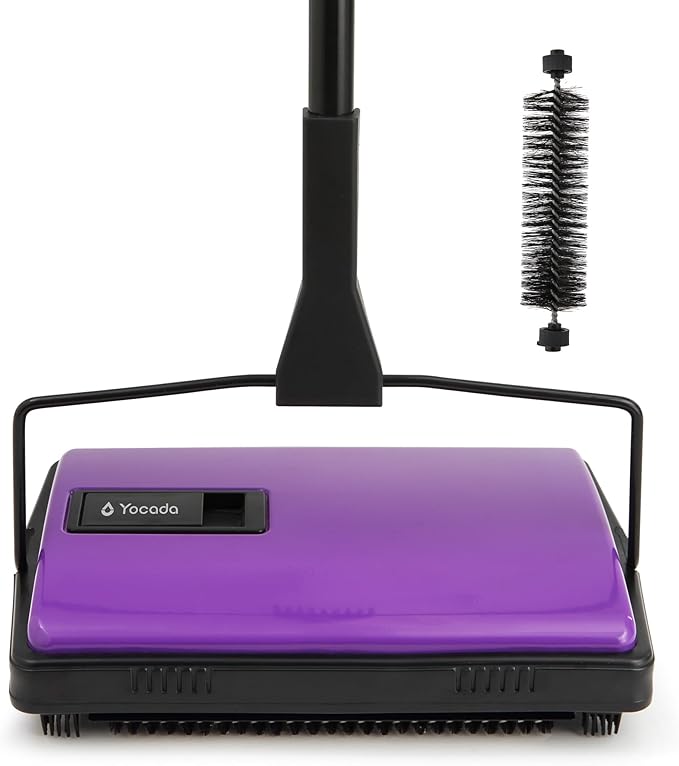 Yocada Carpet Sweeper Cleaner Manual Household Sweeper for Home Office Low&Undercoat Carpets Rugs Pet Hair Dust Scraps Paper Small Rubbish Cleaning with a Brush 48.03"