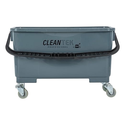Restaurantware-Clean Tek Professional 25 Quart Cleaning Bucket, 1 Bucket With Wheels - Heavy-Duty, Comfortable Handle, Gray Plastic Pail, Portable, For Restaurant, Home, School, Office, And More