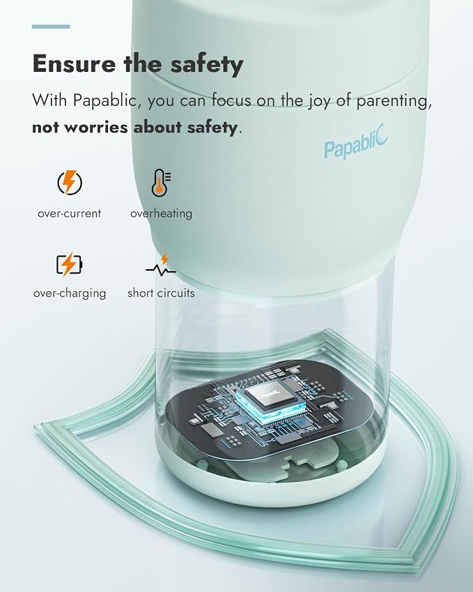 Papablic Portable Bottle Warmer Pro for Travel – Fast Heating, Built-in Sterilizer, 30W Fast Charge, 5-Temp Control, Easy-Clean Wide Mouth, Baby Milk Warmer for Breastmilk & Formula, Sakura Pink
