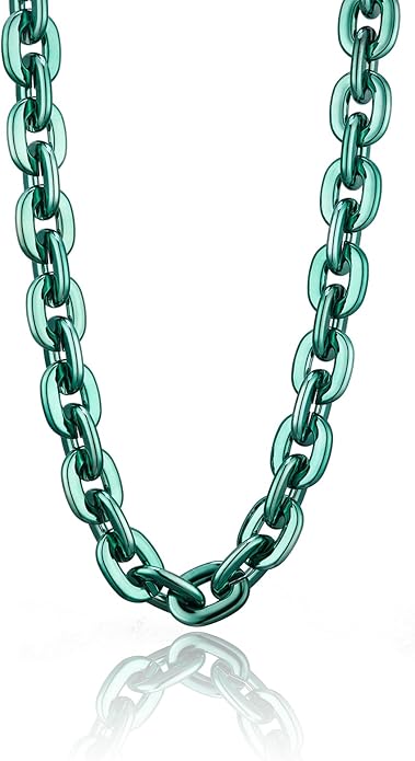Passed colorfast test,Large Plastic Chain Necklace, 2 Pack / 4 Pack Optional,Hip-hop Rapper Big Chunky Fake Necklace , Super long Detachable, Non-fading Party Clothing Plastic Jewelry Necklace Decoration, Women and Men.