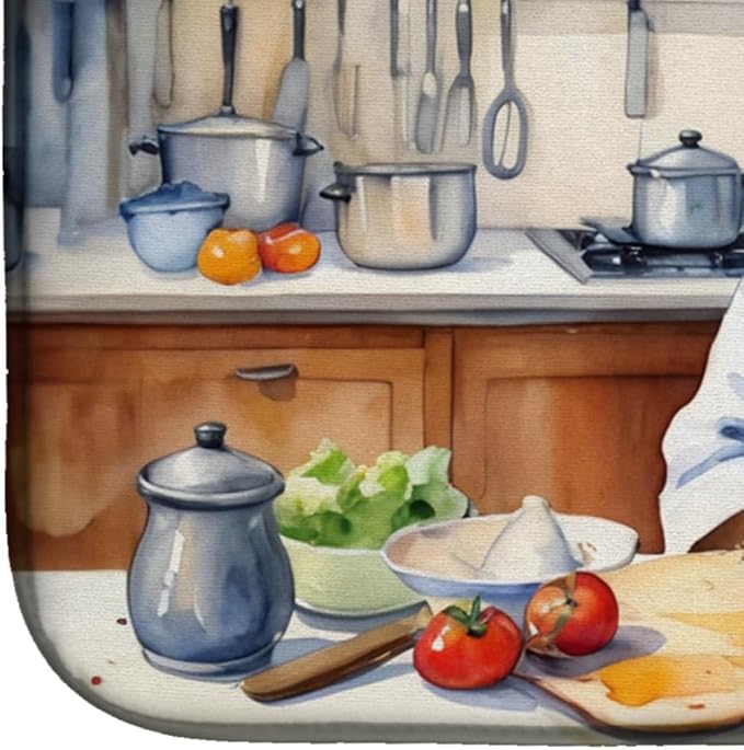 Caroline's Treasures DAC6340DDM Wheaten Terrier The Chef Dish Drying Mat Absorbent Dish Drying Mat Pad for Kitchen Counter Dish Drainer Mat for Countertop, 14 x 21", Multicolor