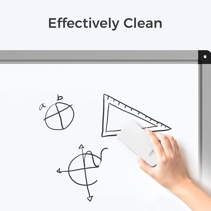 LOUKIN | Magnetic Dry Erase Eraser (White) 4 Pack & Non-Toxic Whiteboard Cleaner (3.4 fl oz) 4 Pack & Magnetic Cleaning Cloth 4 Pack