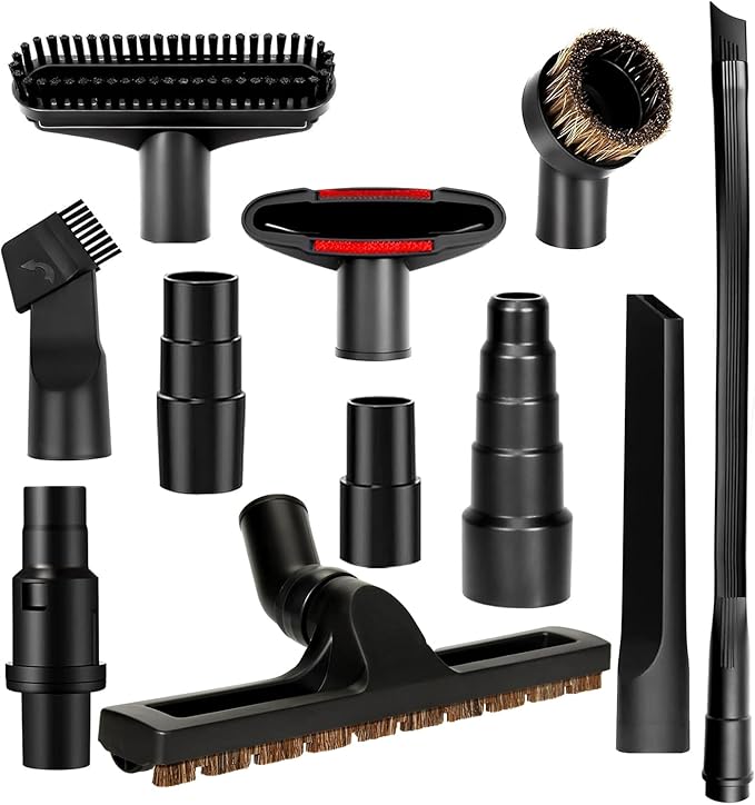 Universal Vacuum Attachments & Brushes Kit - Hardwood Floor Vacuum Brush Head Attachment & Universal Adapter Kit Compatible with Shop Vacs 1-7/8'' 1-3/8'' 1-1/4 Inch Vacuum Accessories Set