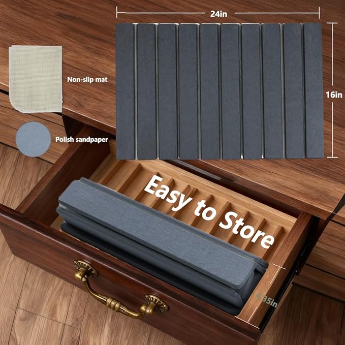 Large Stone Dish Drying Mat for Kitchen Counter, 24"×16" – Quick Drying Diatomaceous Earth, Super Non-Slip, Absorbent, Birthday Gifts for Women Mom Grandma (Dark Gray, 24"×16")