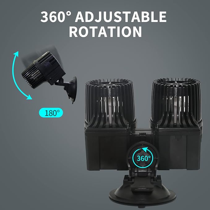 UPETTOOLS 6340 GPH Aquarium Circulation Pump, 360° Wave Maker | Adjustable 24W Powerhead for 120-200 Gal Fish Tanks. Ensures Optimal Water Flow & Fish Health