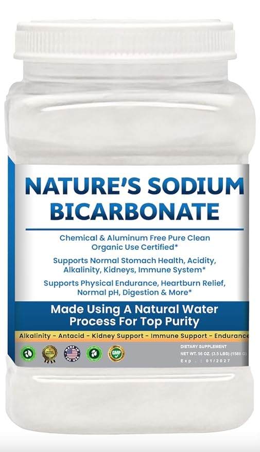 Sodium Bicarbonate Aluminum Free Organic Use bicarbonato de sodio para tomar. Chemical free For Health & Wellness. Bicarbonate of Soda Powder instead of sodium bicarbonate tablets 3.5 Ib