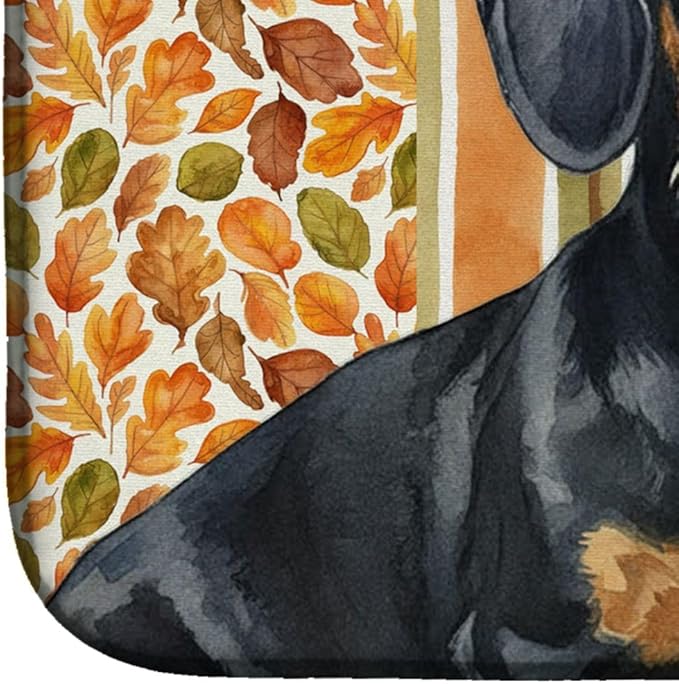 Caroline's Treasures Wirehaired Black and Tan Dachshund Heirloom Fall Dish Drying Mat Absorbent Dish Drying Mat Pad for Kitchen Counter Dish Drainer Mat for Countertop, 14 x 21", Multicolor