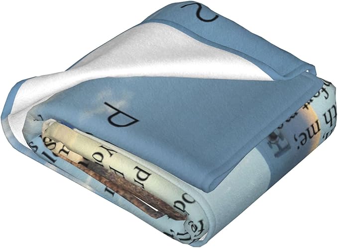 Psalm 23 Blanket Christian Lighthouse Gifts Religious Bible Verse Scripture Throw Blanket Comfy Plush Flannel Fleece Warm Soft Fluffy Fuzzy Blanket for Prayer Women Teens for Bed Sofa Couch 60"X80"