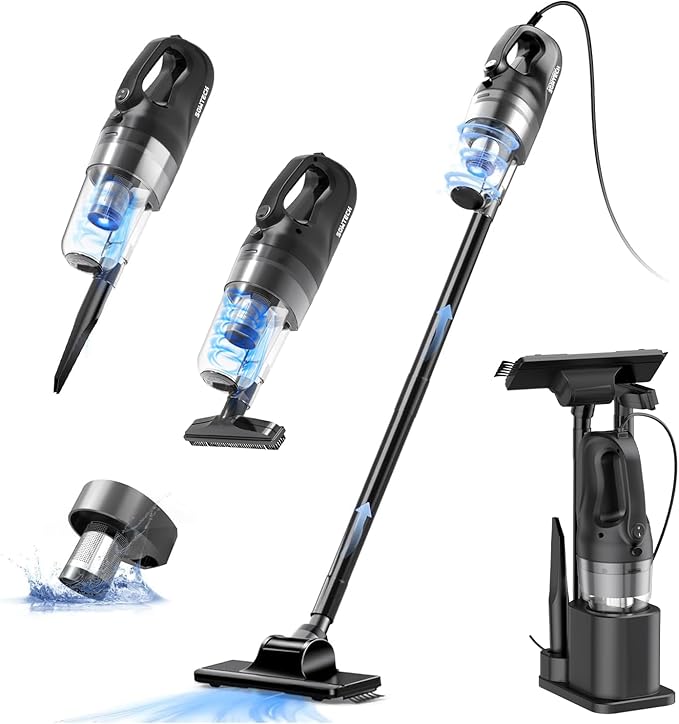 SOWTECH Corded Vacuum Cleaner, Super Power Suction Stick Vacuum Cleaners for Home, 6-in-1 Lightweight Hard Floor Vacuum Removable Handheld Vac, Portable Vacuum for Pet Hair