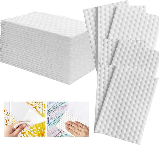 Magic Sponge Eraser Sheets, 52Pcs All-Purpose White Melamine Sponge Convex Point Disposable Magic Cleaning Wipes for Furniture Kitchenware, Hard-to-Reach Places, Shoe