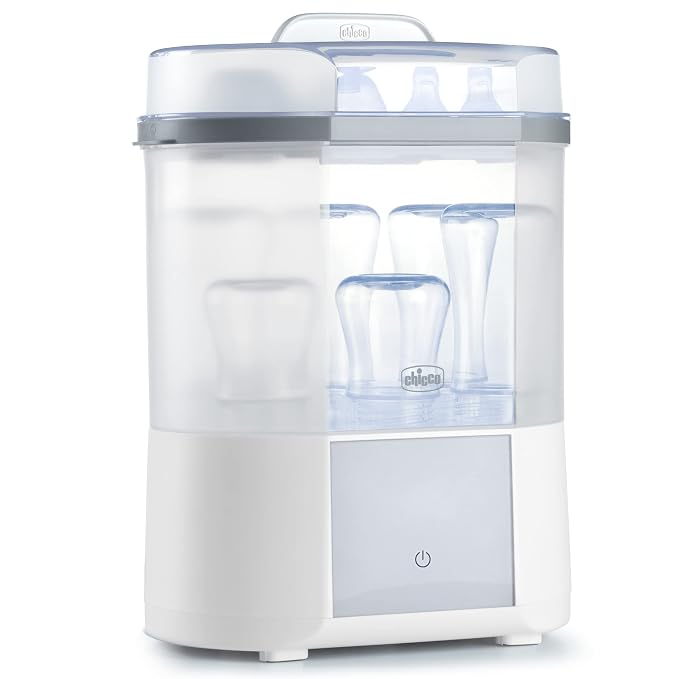 Chicco Advanced Electric Steam Sterilizer and Dryer for Baby Bottles, Pacifiers & Feeding Accessories, Kills 99.9% of Germs, Holds 6 Bottles, 4 Programs with Auto Dry & Delay Start, Auto Shut-Off