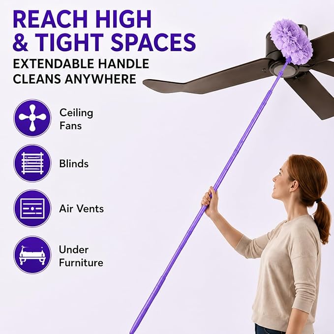 30 Count 360°Heavy Duty Duster Refills(for Swiffer), Multisurface Duster Refills Only, Unscented Disposable for Cleaning with 4X Microfibers for Electronics, Furniture, Blinds, Ceiling Fans
