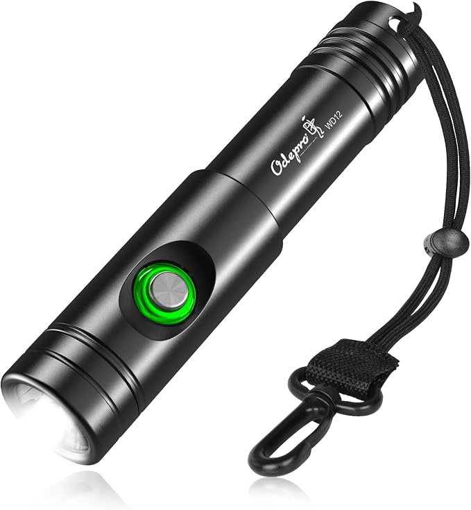 WD12 Dive Light - 1400 Lumens Compact Scuba Diving Backup Light with 3 Modes, IP68 Waterproof Submersible Torch, Underwater Snorkeling Flashlight with Push Button