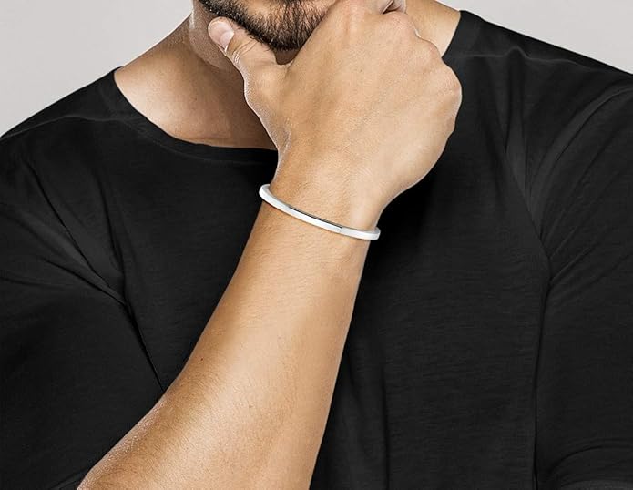 Miabella Italian 925 Sterling Silver or 18K Gold Plated 925 Sterling Silver 4mm Squared Cuff Polished Bangle Bracelet for Women Men, Made in Italy