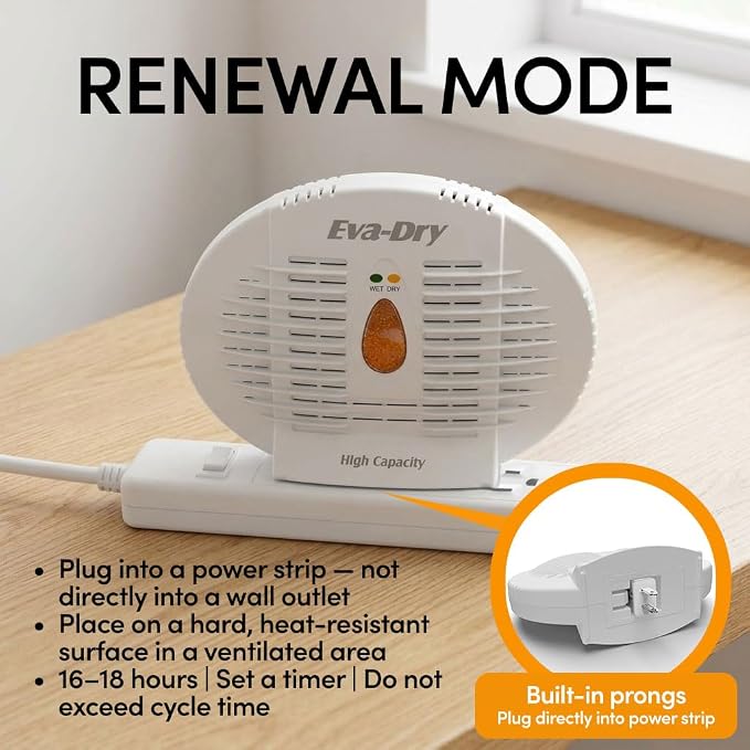 Eva-Dry E-500 Renewable Silica Gel Dehumidifier 5-Pack — Cordless Operation, Plug-In to Renew | 500 Cu Ft Each | Gun Safe, Closet, Bathroom, Boat, RV | No Batteries | Up to 10 Years