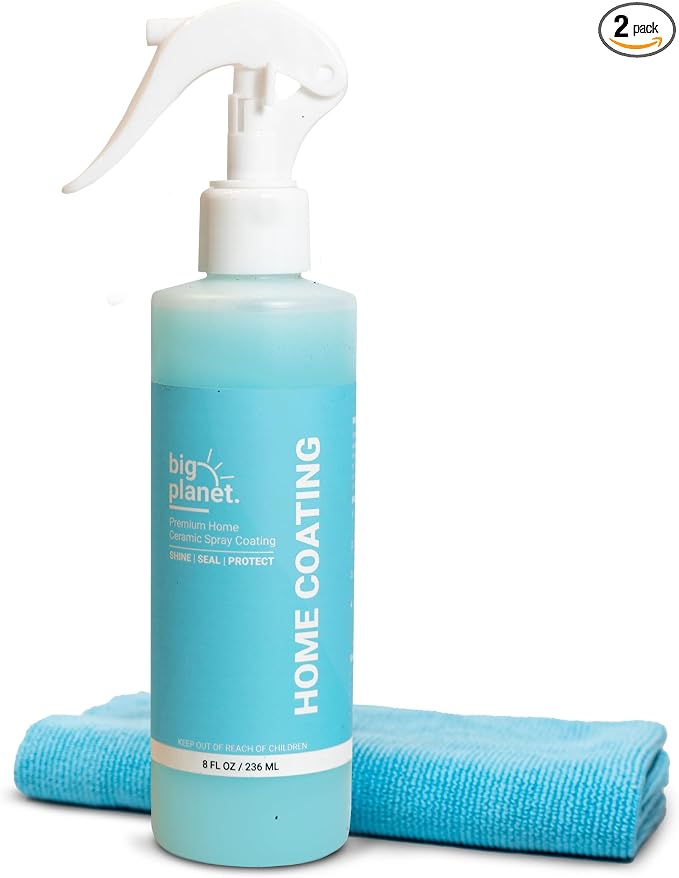 Big Planet Home Ceramic Spray Coating Kit - Seals, Shines & Protects Against Stains - For Stainless Steel, Kitchen & Bath, Appliances, Countertops, Glass, Sinks, Tile