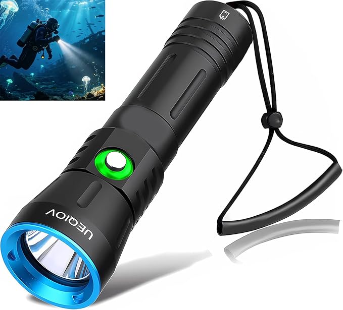 Dive Light Scuba Diving Flashlight Dive Torch Rechargeable,3500Lumens 6 Modes Underwater Light,IPX8 Waterproof Flashlight, Safety Dive Lights with Power Indicator for Night Diving