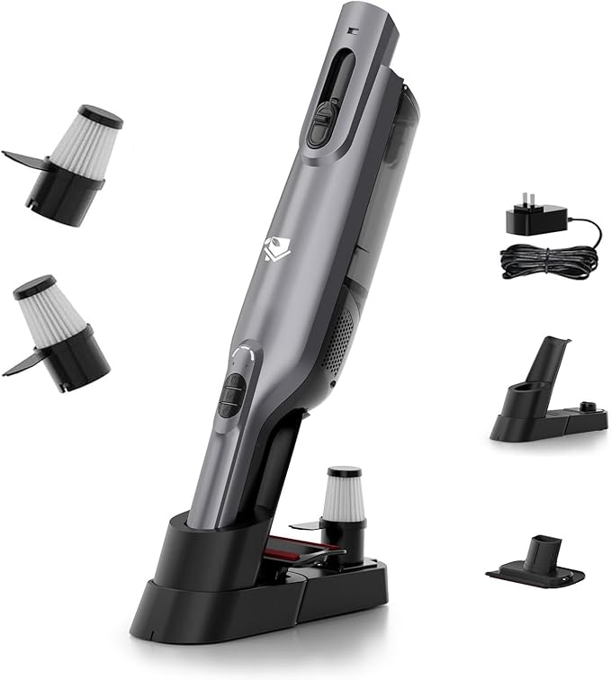 Cordless Handheld Vacuum, Lightweight Portable Hand Vacuum Cleaner with LED Light,Rechargeable Hand Held Vacuum with One-Touch Empty, Powerful Suction for Office, Home,Car,Gray