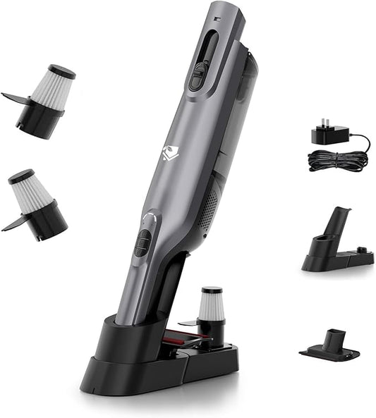 Cordless Handheld Vacuum, Lightweight Portable Hand Vacuum Cleaner with LED Light,Rechargeable Hand Held Vacuum with One-Touch Empty, Powerful Suction for Office, Home,Car,Gray