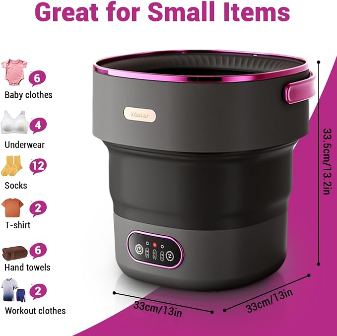 Portable Washing Machine, Mini Washer 13L Upgraded Large Capacity Foldable Washer Deep Cleaning of Underwear Baby Clothes and Other Small Clothes for Apartments Dormitories Hotels