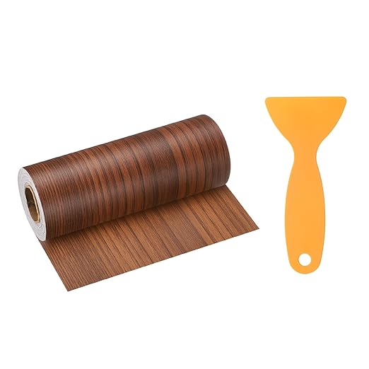 HARFINGTON Wood Grain Repair Tape 6 Inch x 33ft Self Adhesive Repair Patch Tape Simulated Wooden Floor Tapes with Plastic Scraper for Tables Doors Windows Furniture, Teak