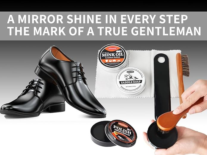 Black Brown Shoe Polish Kit Saddle Soap Mink Oil Leather Boot Shoe Shine Kit Conditioner Cream Wax Care Clearner Set