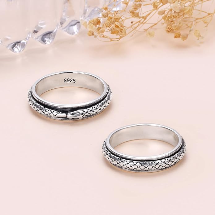 S925 Sterling Silver Spinner Fidget Anxiety Worry Relieving Boredom ADHD Autism Band Rings
