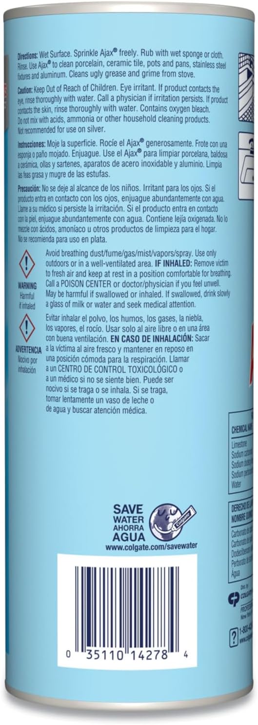 Ajax Professional Heavy Duty Oxygen Bleach Powder Cleanser 21 Oz (Pack of 2) bundled with Micro Fiber Cloth
