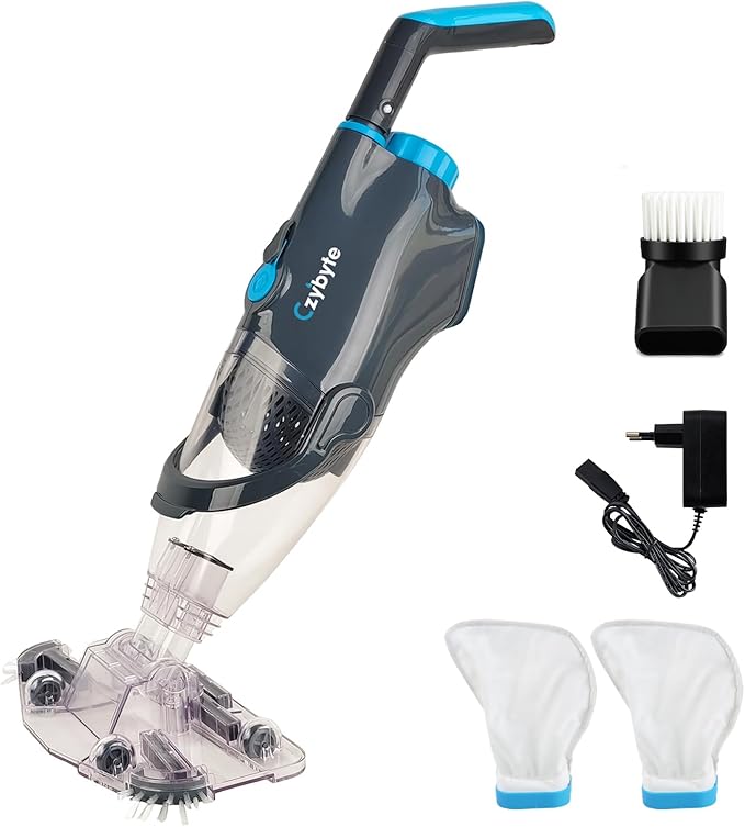 Handheld Pool Vacuum Cleaner, Rechargeable Pool Bottom Cleaner with Strong Suction, 1 H Runtime,for Above Ground/Inground Pools, Spas and Hot Tubs, Grey