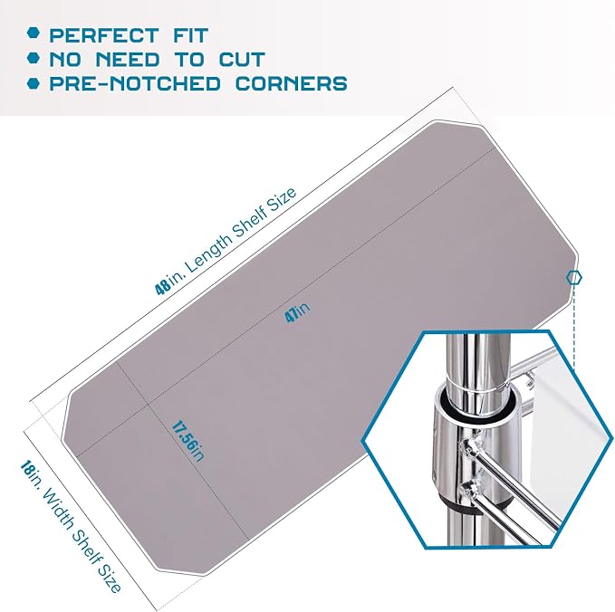 BRIAN & DANY Wire Shelf Liner 18" X 48", Heavy Duty Shelf Liners for Wire Shelving, Waterproof Protector Mats, Set of 5, Charcoal