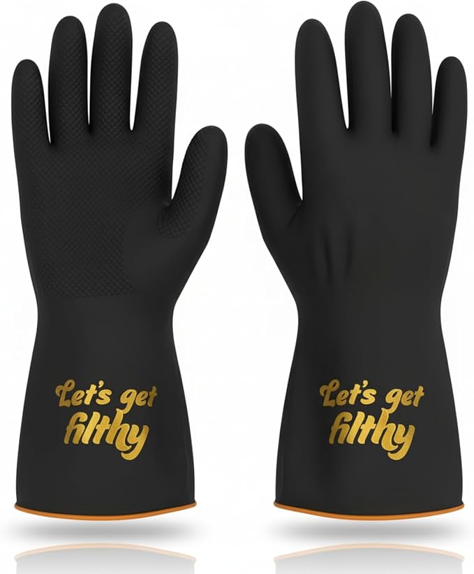 We Glove It™ Chic Black Dishwashing Gloves – Stylish, Reusable & Fun Gift with Flirty Sayings for Kitchen Cleaning