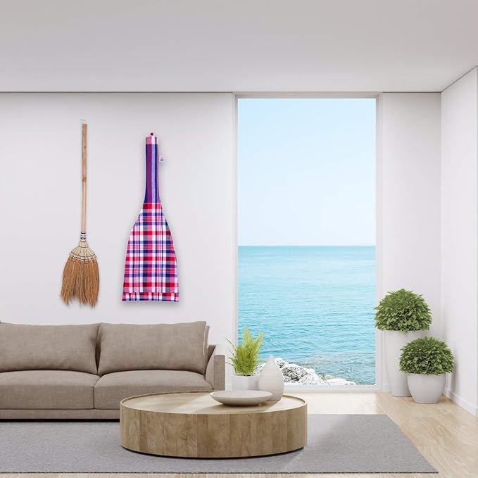 Asian Natural Grass Handmade Broom 38-40 inch Vintage Retro Style Housewarming Gift, Witch Broom, Thai Broom, Broomstick Bamboo Stick Handle, Kong Grass Broom, Durable Broom for Indoor & Outdoor