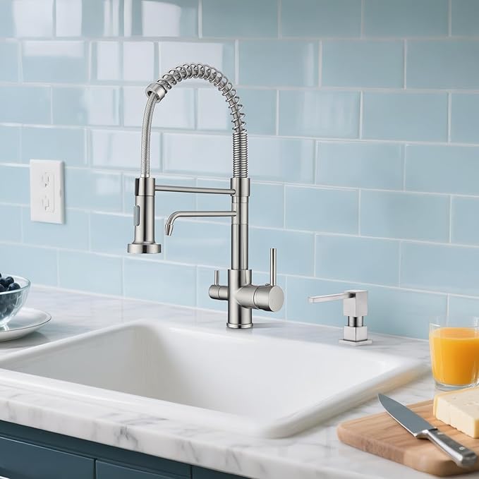 Soap Dispenser for Kitchen Sink, Built in Square Pump Brushed Nickel 17 OZ Modern Design Kitchen Sink Countertop Soap Dispenser