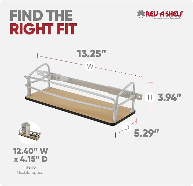 Rev-A-Shelf Steel Cabinet Door Mounted Storage Organizer for Spice Bottles or Cleaning Supplies in Laundry Rooms, Kitchens, and Bathrooms, 54DS-14-1