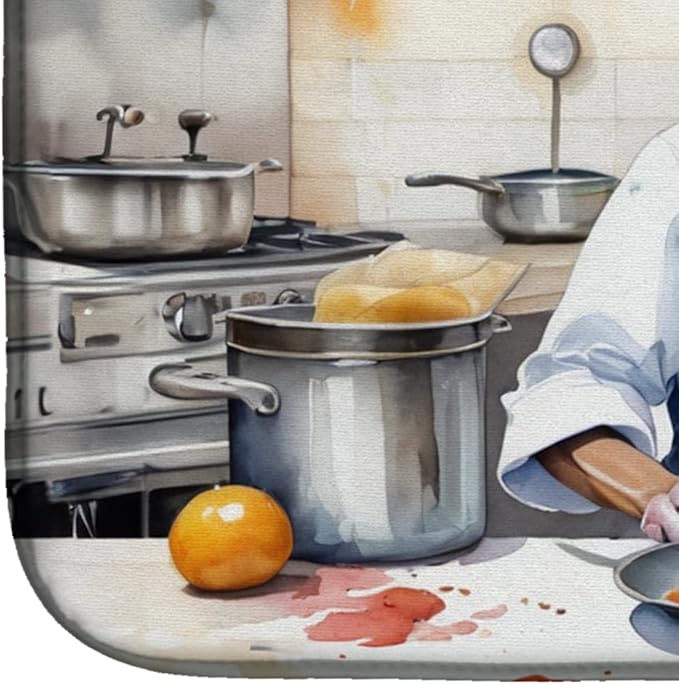 Caroline's Treasures DAC6269DDM Italian Greyhound The Chef Dish Drying Mat Absorbent Dish Drying Mat Pad for Kitchen Counter Dish Drainer Mat for Countertop, 14 x 21", Multicolor