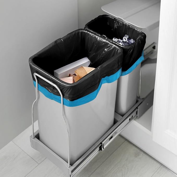 Teivio 23 Gallon Drawstring Trash Bags, 120 Counts, Fit 23 Gallon Rubbermaid Slim Jim Can & 22-25 Gal Tall Kitchen Trash Can，Large Plastic Waste Bin Liners for Home Office Daily Household Use, Black