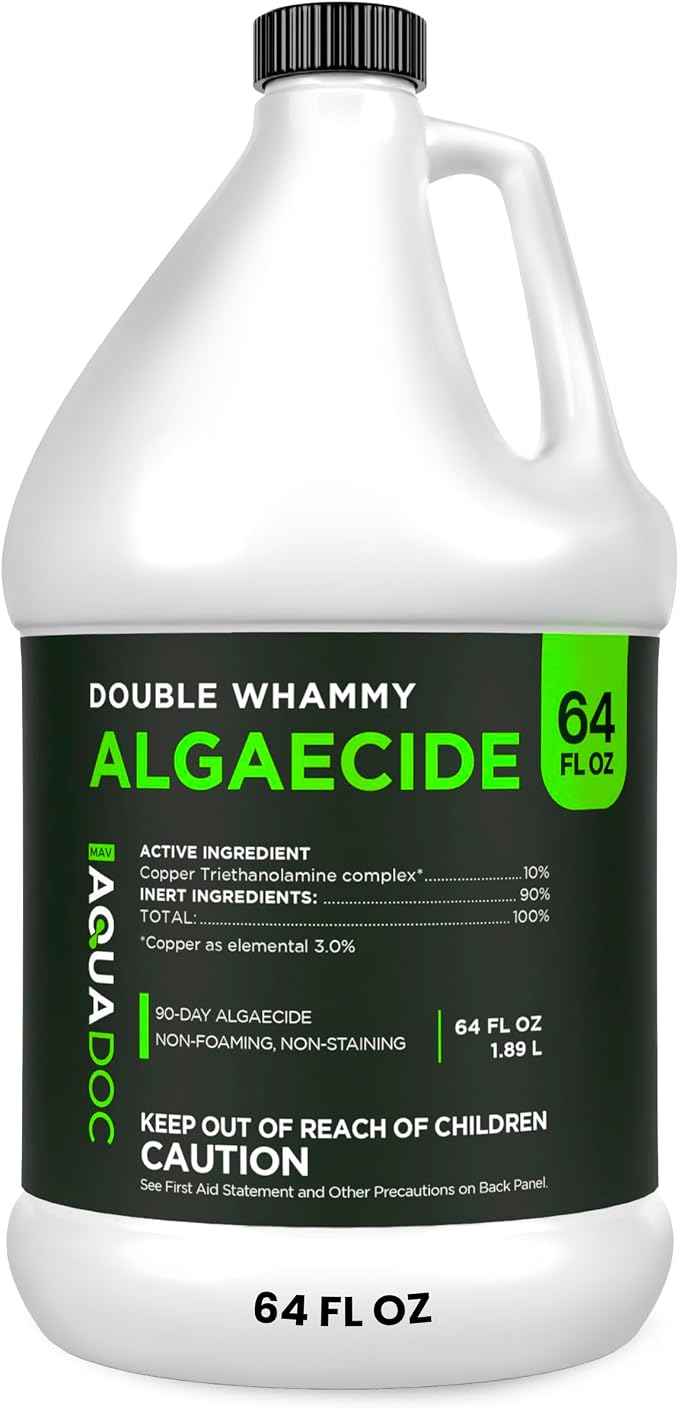 AquaDoc Copper Pool Algaecide for Swimming Pools - 64 oz - 90 Day Algaecide for Inground & Above Ground Pools - Non-Foaming, Non-Staining Formula, Reduces Chlorine Demand