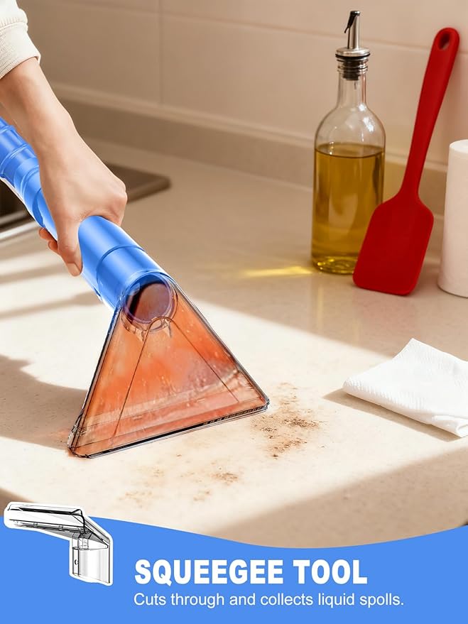 Portable Carpet & Upholestery Cleaner Machine for Pets, Spot, Stain, Couch Cleaner Machine with Powerful Suction and and Cleaning Solution, Car/Auto Detailer, Lightweight Compact Design, Blue