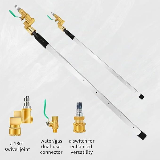2-Piece Set - 4500 PSI 39" & 24" Radiator Cleaning Wand Water/Air Radiator cleaner & Tips for Cars, Trucks, Heavy Equipment (39″ and 24″)